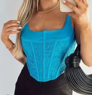 PRINCESS POLLY Blue Bustier Top - Size 2